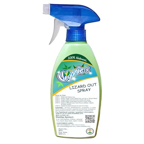 Veganie-X Lizard Repellent Spray 220ml | 100% Herbal, Natural, Chemical-Free anti lizard spray | Upto 45 Days Protection from Lizards | Fresh Scent