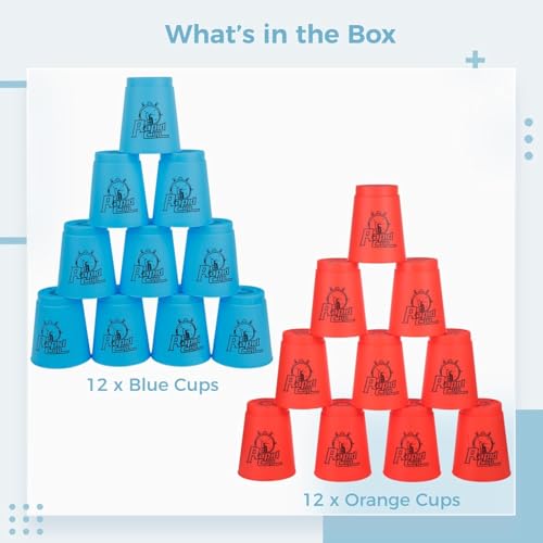 yeesport 24-Teilige Sport-Stapelbecher, Sport gkeitstrainingsspiel für Kinder und Erwachsene, rasanter Spaß-Herausforderungswettbewerb, Reise-Partyspielzubehör, Orange + Blau