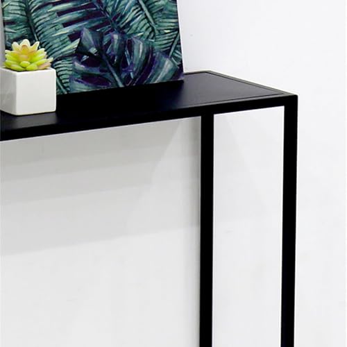 Mesa de hierro estrecha rectangular mesas de sofá altas delgadas negra 6