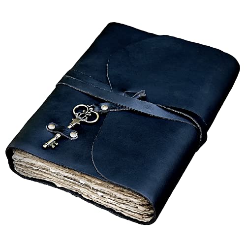 Deckle Edge - Diario de piel con llave (17,78 x 14 cm), color negro Deckle Edge - Diario de piel con llave (17,78 x 14 cm), color negro