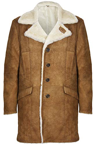 Chiusura con Bottoni Infinity Leather Impermeabile Uomo in Pelle di Montone Merino Marrone Chiaro L