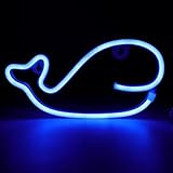 MAGICLULU LED Neonlicht Wal Design Tischlampe Batteriebetrieben USB Kunststoff Blau Dekorative Innenleuchte für Schlafzimmer und Party