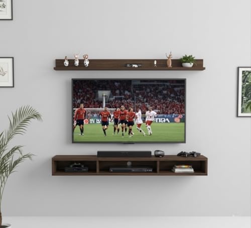 Bros Moon Wall Mounted TV Cabinet, Mocha wenge, Engineered Wood L...