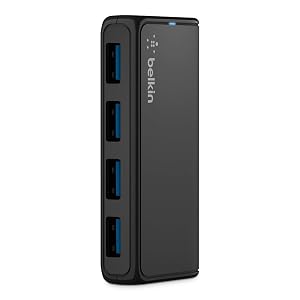 Belkin 4-Port USB 3 0 Hub SuperSpeed Powered Station with 5 Gbps Data Charging Compact Desktop Adapter for