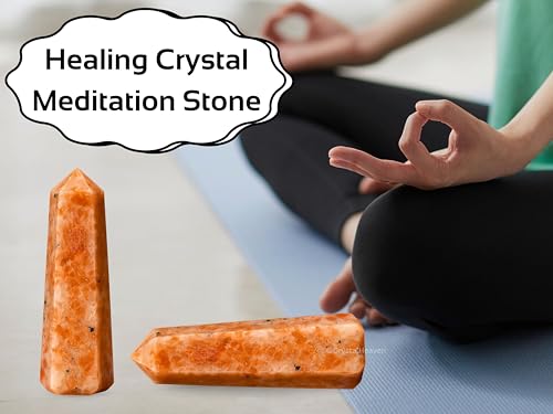 Image of Crystal Heaven Certified Sunstone Crystal Tower Obelisk Point for Chakra, Healing and Balancing - AAA Grade Original Certified Gemstone Agate for Reiki Meditation Yoga Spiritual (2-3 Inches)