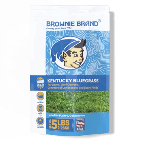 Brownie Brand Kentucky Bluegrass Seed – Premium Lawn Seed for Overseeding, Repairing Bare Spots, and Growing Thick Cool-Season Bluegrass Grass Turf
