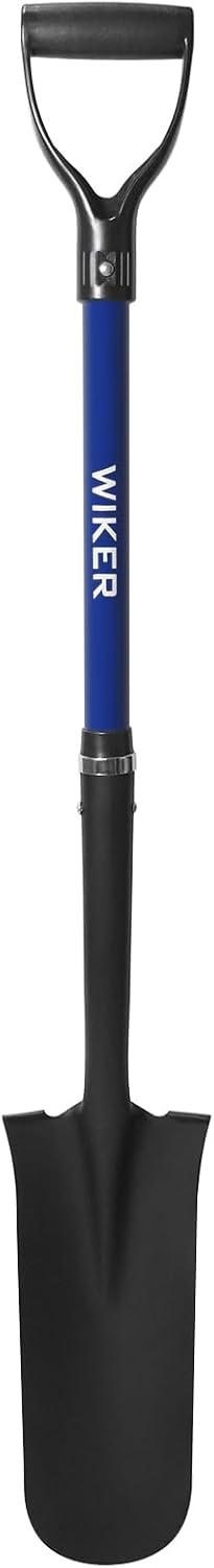 WIKER Spade Shovel,Sharp Shooter Shovel,Shovels for Digging,Planting,Trenching,Gardening,Drain Spade with Fiberglass Handle Heavy Duty,Blue,45 inches