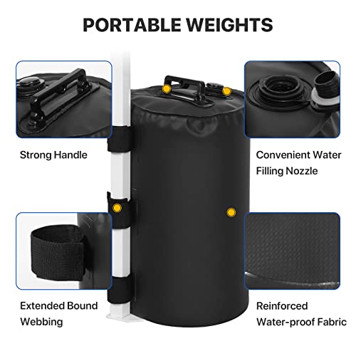 Image of EAGLE PEAK Canopy Water Weight Bags, 88 lb, Leg Weights for Tent, Gazebo and Outdoor Shelters, Pack of 4, Black