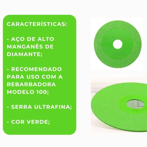 Kit 3 Discos Multiuso para Corte de Espelho Porcelanato Vidro Cerâmica 100 mm (VERDE)