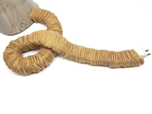 Image of COVER EASE DECORATIVE CORD COVERS Gold /Golden 9 ft Faux Silk Fabric Lamp Cord Cover - Cable Sleeve, Wire Cover, Cord Hider for Cable Management for Electrical Lighting Fixtures (2 Pack)
