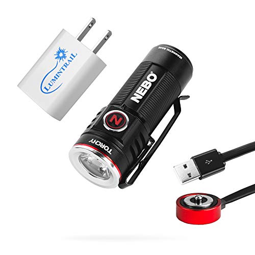 Nebo Torchy Rechargeable Flashlight 1000 Lumen Pocket Light Bundle with a Lumintrail USB Wall Adapter