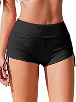 Ekouaer Badeshorts Damen Badehose Kurze Shorts Schnell Trocknende Boardshorts Bikini Hotpants Bauchkontrolle Schwimmshorts Bademode,Schwarz,XL
