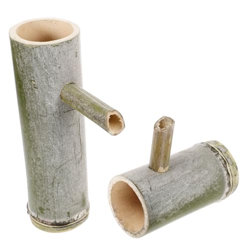 HEALLILY Bamboo Fountain Spout Decor 2pcs Bamboo Water Fountain Accessory for Garden Decor Indoor/Outdoor Use