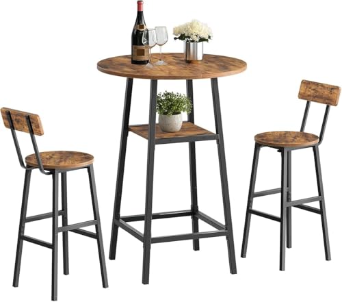 Mesa de bar redonda industrial con base estable de metal para hostelería 6
