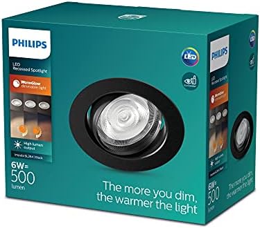 Philips LED Impala Recessed Spot Light 2200 - 2700K [Warm Glow Dimmable - Black] for Indoor Lighting, Bedroom, Bathroom