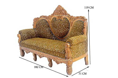 Image of Luxury Wooden Teakwwood Five Seater Sofa Set for Living Room (Honey Brown) Solid Wood Outdoor Chair 5 Seater Sofa | (21)