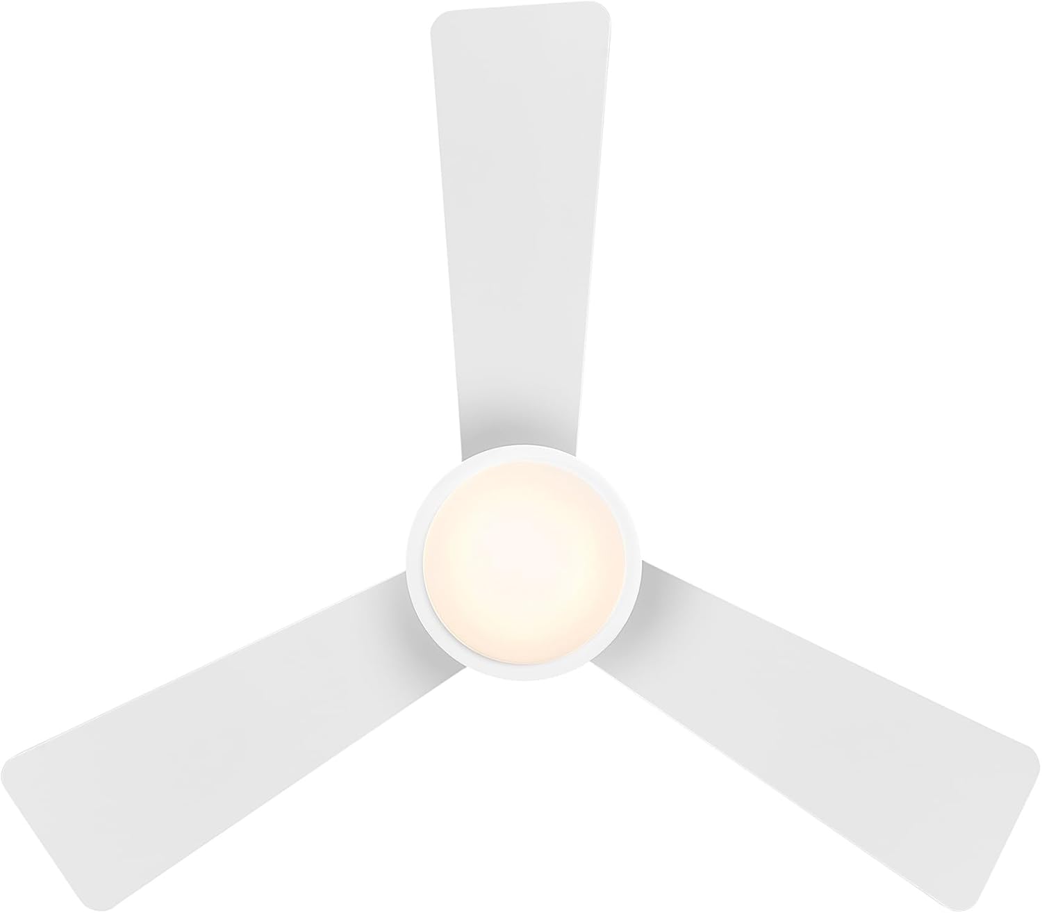 WAC Lighting Hug Indoor or Outdoor 3-Blade 42in Pull Chain Flush Mount Ceiling Fan in Matte White with Adjustable CCT 2700-3000-4000-5000K Dimmable LED Light Kit and Memory Function