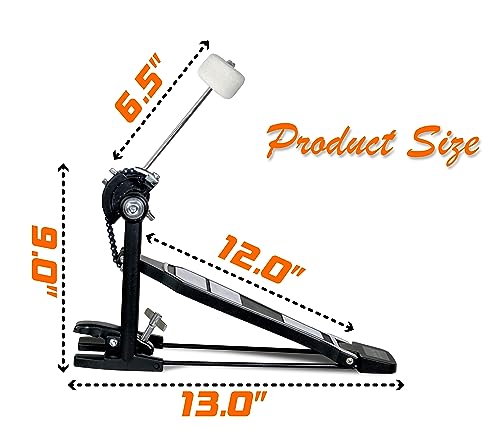 Image of Softline Pro SP41 Bass Drum Pedal Single Chain Drive Kick Pedal with Adjustable Spring Tension, Non-Slip Footboard & Classic Felt Beater Drum Pedal for Beginners & Professional Drummers (SP41-Single)