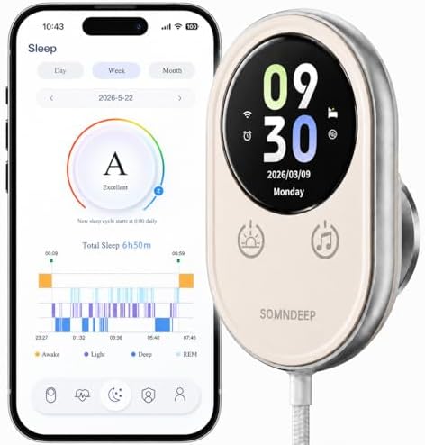 Contactless Smart Sleep Tracker, Non-Wearable 60GHz Radar Sleep W...