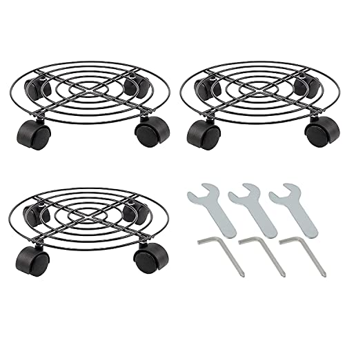 Pots de fleurs ronds avec roulettes de 27,9 cm en lot de 3 - 2