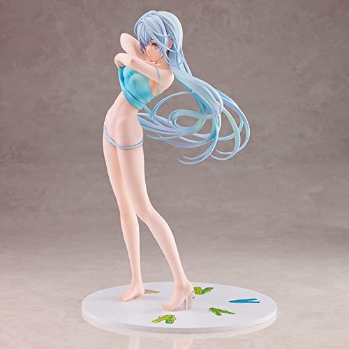 Brugui Original Drawing - Shion Shia - Swimsuit Ver - Cute Busty Standing Blue Bikini Girl Anime Character Statue Otaku Collectible Toy H 7.1 Inch Pvc Model #TOP2