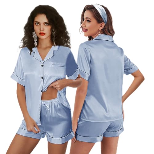 Image of 3Pcs Silk Pajamas XS-4XL Womens Satin Pajama Short Floral Sleepwear Bride Soft Pj Lounge Sets Pjs Shorts Set