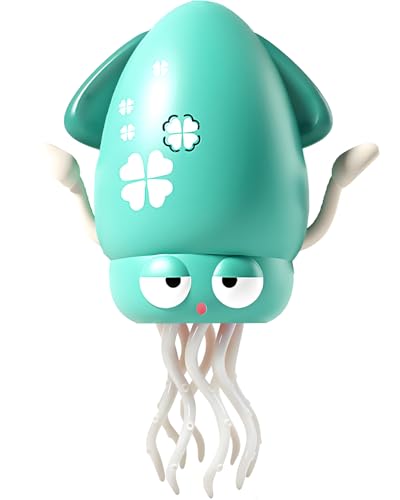 Image of Pbooo Dancing Squid Baby Toy, Crawling Octopus Squid Tummy Time Toys with LED Lights and Music, Rechargeable Magic Dancing Octopus Toy for 3-6 Year Olds Kids Boy Girl Birthday, Green