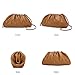 Dumpling Cloud Clutch Purses for Women Crossbody Bags Genuine Leather with Ruched Detail (Khaki)