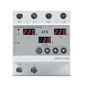 Notstrom umschalter 63A Einphasig automatischer Doppelstrom umschalter AC220V DIN Rail LED-Display mit Überspannungs und Unterspannungsschutz für Netzwechselrichter Generatoren GPS8-17
