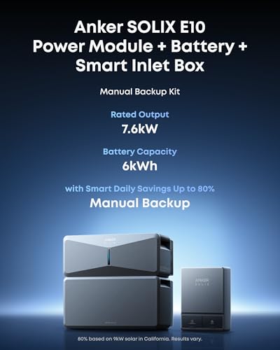 Image of Anker SOLIX E10, Smart Inlet Box, 6kWh Battery, Manual Backup with Smart Savings, 9kW Solar, Reduce Up to 80% Bills, NEMA 4 & 3R, Up to 12-Month 0% APR