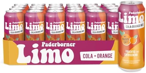 Paderborner Limo Cola-Mix Orange, Erfrischungsgetränk mit Cola & Orange, EINWEG (24 x 0.5 L Dose)