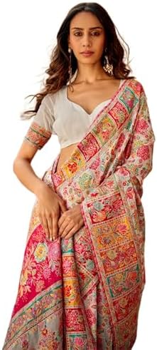 SWORNOF Women's kanjivaram banarasi silk saree for Patola festival Wedding silk with rich pallu Design sarees for women with blouse piece