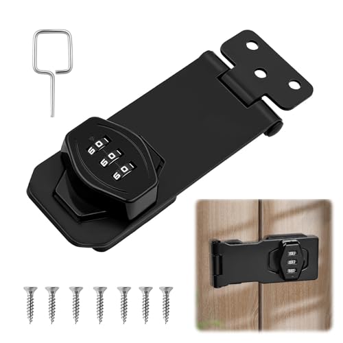 4 Pulgadas Cerradura Armario Contraseña, Cerradura para Armario con Codigo, Cerradura de Combinación sin Llave para Puertas, Armarios, Ventanas, Garajes Exteriores, Jardines