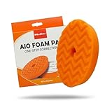 Maxshine 6" Universal Orange AIO Foam Cutting Pad | All-in-One Polishing Pad with Hook & Loop Backing | Light Cutting, Polishing & Finishing Pad | DA & Rotary Polisher Compatible