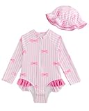 WYTbaby Uv Kleidung Baby Mädchen Langarm Einteiler Badeanzug Baby mit Hut, Kleinkinder Uv Badebekleidung Mädchen für 3-6 Monate
