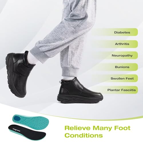 OrthoComfoot Women's Orthopedic Wide Leather Winter Ankle Boots: Comfortable Diabetic Arch Support Dress Shoes for Plantar Fasciitis, Casual Hook and Loop Walking Shoes for Foot and Heel Pain3