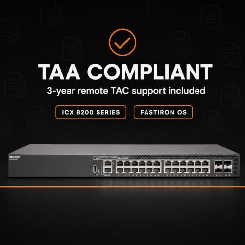 Image of Ruckus ICX8200-24P Managed Switch, 24x Gigabit PoE+, 4x 25GbE SFP28 Uplinks, 370W PoE Budget - Stackable Enterprise Switch, 3-Yr Remote TAC Included, TAA Compliant