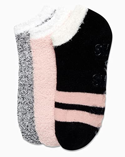 Steve Madden Women’s Fuzzy Socks – 3 Pack Plush Winter Cozy Slipper Socks – Low Cut Socks For Women, Size 5-11, Black/Pink Lounge #TOP3