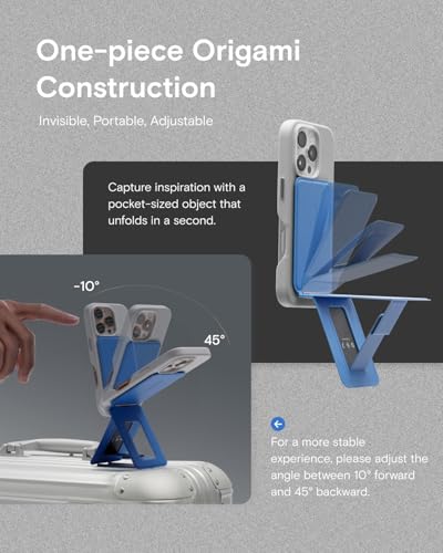 MOFT Phone Tripod Stand Compatible with iPhone 16/15/14/13/12 Series, Angle Adjustment & Strong Magnets & Magnetic Selfie Stick Tripod, Light Black