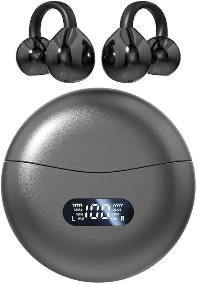 Wireless Bluetooth headset, clip-on earbuds, intelligent noise reduction, waterproof, voice assistant, touch operation, suitable for listening to music, fitness, cycling and so on (M79 Black)