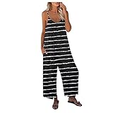 Mono Mujer Verano Largo Casual Mono de Verano para Mujer Estilo Casual de Espagueti Pierna Ancha con Babero Holgado,Pantalones Anchos de Playa Mono de Fiesta Jumpsuit Vacaciones Informales