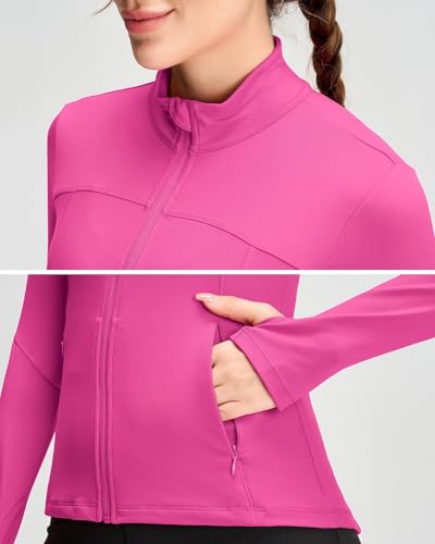 QUEENIEKE Womens Running Jackets Athletic Workout Scrub Jacket Track Full Zip Up Gym for Women Yoga Top3
