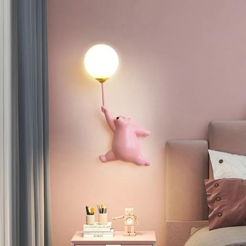 Modern Dimmable Bear Wall Lamp - 9W LED, 3 Color Temperatures, Resin, for Living Room, Bedroom, Nursery, Baby Room -