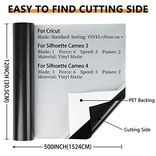 Black Permanent Vinyl - 12"X50Ft Matte Black Vinyl For Cricut, Adhesive Vinyl Roll For For Cricut, Silhouette Cameo & Other Cutters - Vinyl For Party & Home Decoration, Diy Mug Project, Sticker #TOP2