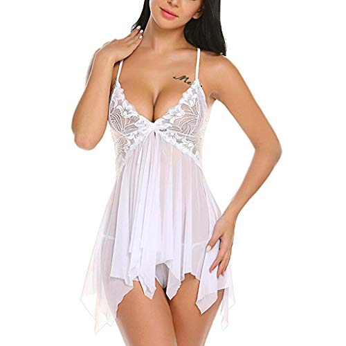 Babydoll Lingerie for Women Honeymoon V Neck Chemise Sexy Exotic Open Front Negligee