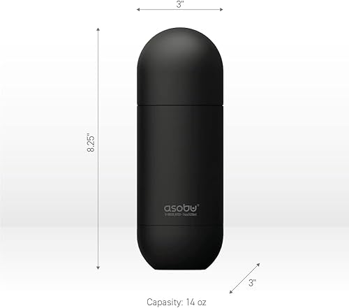 Miniatura 6 de asobu Capsule Bottle - Botella de agua de viaje con aislamiento de doble pared de acero inoxidable  La tapa se dobla como una taza de 14 onzas