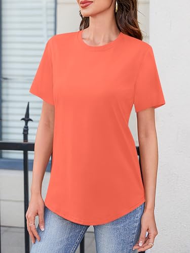 Image of Elesomo Womens Shirts Casual Crew Neck Short /Long Sleeve Tunic Tops Tees