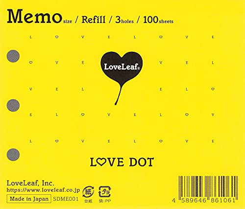 ラブリーフ システム手帳 リフィル メモ帳 LOVEドット方眼 3穴 100枚 SDME001（Amazon）