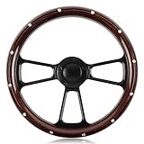 QYMOPAY 5 Hole 3 Spoke Vintage Steering Wheel, 14 inch Universal 5 Hole Racing Steering Wheel, Fits most 5-hole steering wheel hub adapters