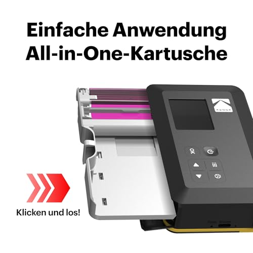 Kodak Mini Shot 2 Retro 4PASS Sofortbildkamera und Tragbarer Fotodrucker 2-in-1, 5,3×8,6 Centimeter Sofortdrucke, 38-Blatt-Bundle, Weiß